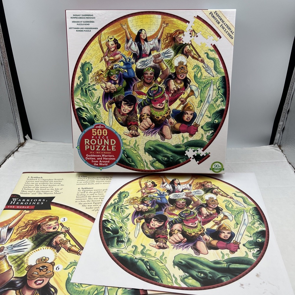 COMPLETE 500 PIECE JIGSAW‎ PUZZLE Round eeboo GODDESSES WARRIORS HEROINES WORLD